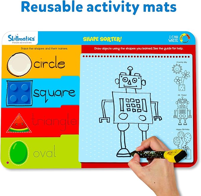 Skillmatics I Can Write, Preschool Learning Activities, Educational Toy and Game, Back to School Supplies, Reusable Activity Mats, Gifts for Students, Kids, Ages 3, 4, 5, 6