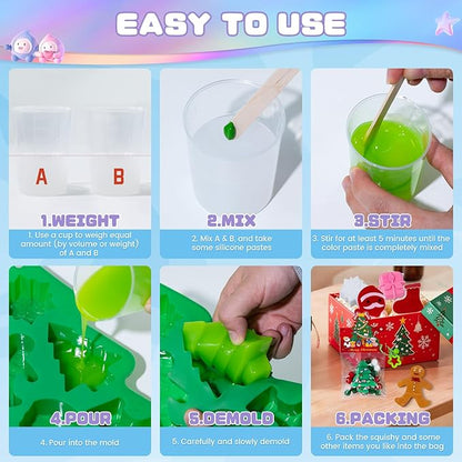 BEEMOHARD Squishy Gel for Taba Squishy Kit with Christmas Mold, All-in-one 18OZ Beginner Kit, Soft and Fun Stress Relief Entertainment Ideal Gift