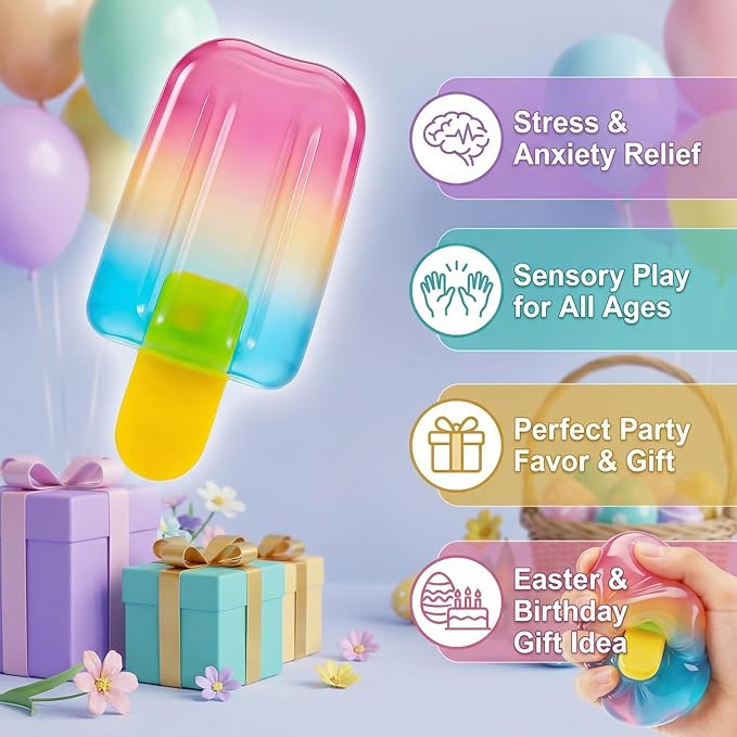 Ice Cream Squeeze Squishy,Summer Party Favors for Kids Adults,Soft Slow Rising Sensory Fidget Toy for Stress & Anxiety Relief,Birthday Gift & Classroom Rewards
