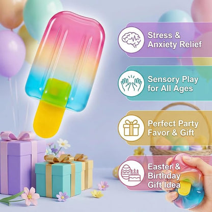 Ice Cream Squeeze Squishy,Summer Party Favors for Kids Adults,Soft Slow Rising Sensory Fidget Toy for Stress & Anxiety Relief,Birthday Gift & Classroom Rewards
