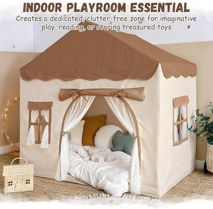 Kids Play Tent with Double Door Children's Playhouse Tents - Portable Fantasy Adventure Castle for Boys and Girls, Kids Tent with Mat, House Toys for Boys Girl Birthday, Christmas House Gift