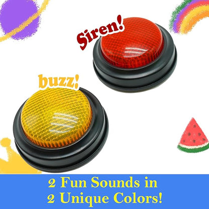 2-Pack Buzzers for Trivia Games, Answer Buzzers for Classroom, Family Feud Jeopardy Buzzer, Game Buzzers with Lights and Sound for Classroom, Game Show Buzzer Buttons