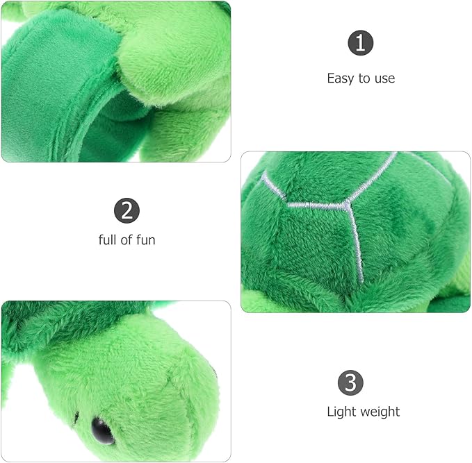 Plush Slap Bracelets Stuffed Animal Huggers Turtle Sea Animal Slap Bracelets Stuffed Ocean Theme Party Plush Fillers Party Favors Turtle Snap Bracelet, 10X7.5CM, Green