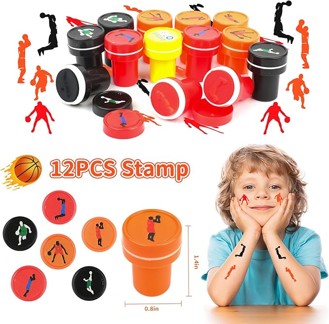 Basketball Party Favors Birthday Supplies 72pcs Buck Keychains Silicone Bracelets Punch Balloons Finger Lights Stickers Stamp Scratch Art Set For Kids Pinata Stuffer Boys Girls