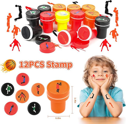 Basketball Party Favors Birthday Supplies 72pcs Buck Keychains Silicone Bracelets Punch Balloons Finger Lights Stickers Stamp Scratch Art Set For Kids Pinata Stuffer Boys Girls
