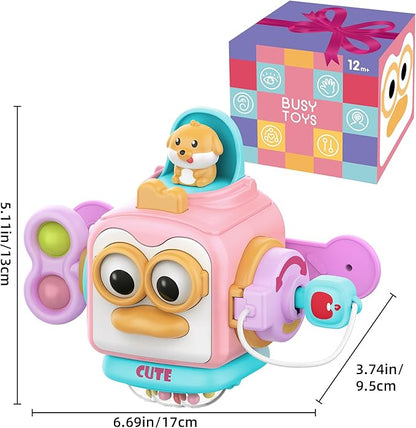 SOONYANG Montessori Toys for 1 Year Old Girl, Toddler Toys Travel Activities Busy Board Cube for 1 Year Old Girl Gifts, Sensory Toys for Baby Gifts, Learning Fine Motor Skills Toddler Girl Toys
