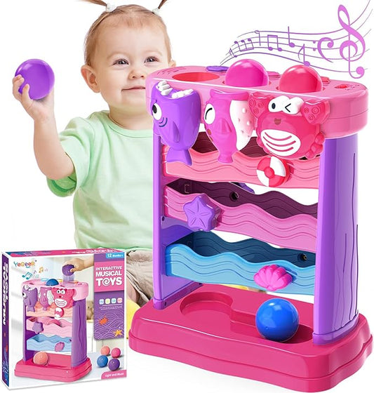 YEGEER Toys for 1 2 Years Old Girls, Musical Toys for 12-18 Months, Interactive Toddler, Montessori Toys, Christmas Birthday Gifts for Baby Kids Toddlers Age 1-2 Years Old (Pink)