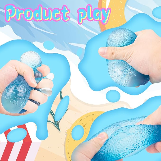 Squishy Stress Balls - Sensory Toys for Kids with Unique Needs - Fosters Creativity, Focus, and Fun - Great for Classrooms, Home, and Playtime (Blue Ellipsoid)