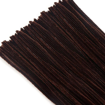 TOAOB 100pcs Pipe Cleaners Bulk Craft Supplies Dark Brown Chenille Stems 6mm x 12 Inch Fuzzy Pipe Cleaners for DIY Art Crafts Decorations
