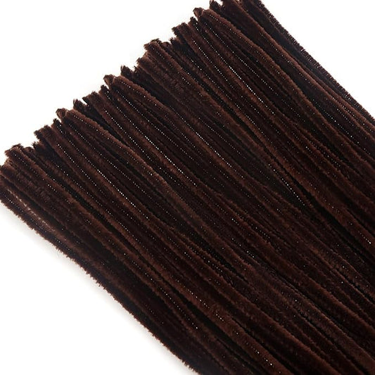 TOAOB 100pcs Pipe Cleaners Bulk Craft Supplies Dark Brown Chenille Stems 6mm x 12 Inch Fuzzy Pipe Cleaners for DIY Art Crafts Decorations