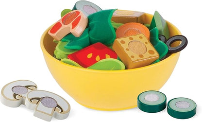 Melissa & Doug Slice and Toss Salad Play Set – 52 Wooden and Felt Pieces , Green - Pretend Food, Kitchen Accessories For Kids Ages 3+