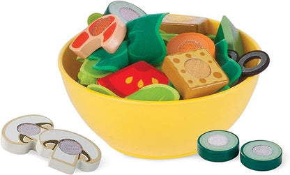 Melissa & Doug Slice and Toss Salad Play Set – 52 Wooden and Felt Pieces , Green - Pretend Food, Kitchen Accessories For Kids Ages 3+