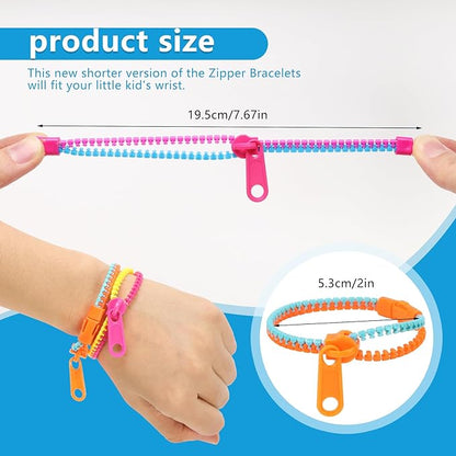 50 PCS Friendship Fidget Zipper Bracelet, 7.67 Inch Neon Colors Sensory Bracelet Bulk Set, Party Toys for Birthday, Christmas Goodie Bags, Small Prizes