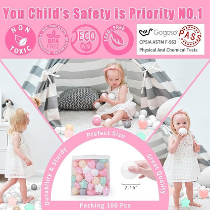 GOGOSO Ball Pit Balls,Plastics Balls for Ball Pit, Stars Hearts Shape for PastelBall for Toddlers Kids