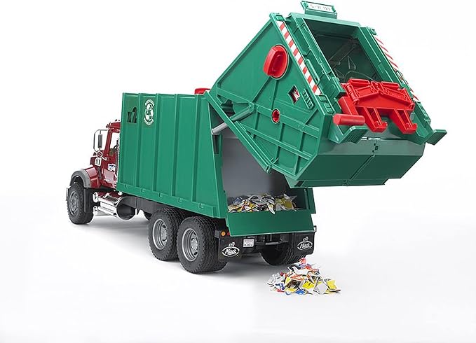 Bruder Mack Granite Garbage Truck (Ruby red-Green)