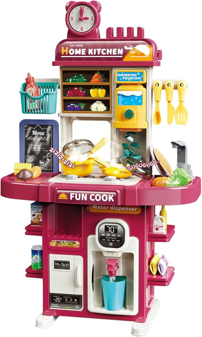 Toy Kitchen Sets for Toddlers 3-8 Kids Playset with Pretend Play Accessories Children's Kitchen Set for Boys and Girls Toddler Kitchen Toy Set for Imaginative Cooking Fun (Kitchen Pink)