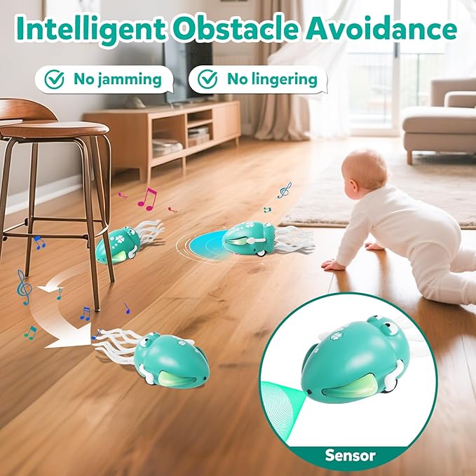 Hirger Dancing Squid Baby Toys, Crawling Octopus Infant Toy for Tummy Time, Sensory Toy for 3-6-12-18 Months Babies & Toddlers 1-2-3, Musical Birthday Gift for Boys Girls