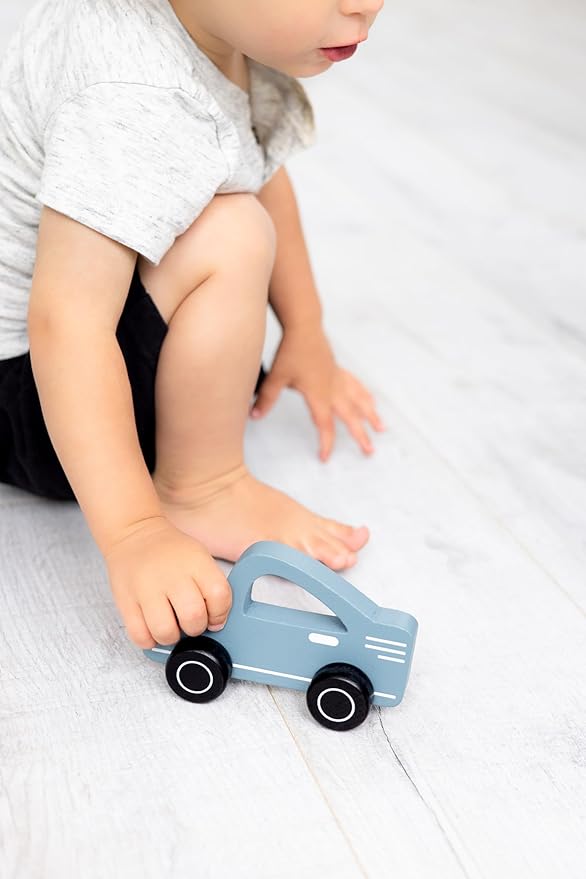 Pearhead Wooden Toy Car, Push and Pull Montessori Baby and Toddler Toy, Gender-Neutral Push Toy, Baby Girl or Baby Boy Nursery Accessory