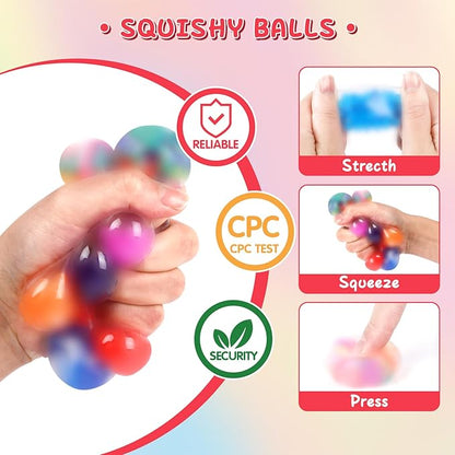 BESNEL 80 Pack Stress Balls for Adults, Bulk Squishy Ball, Stress Balls Set, Anti-Anxiety Easter Stress Relief Fidget Balls