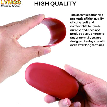 LYMGS Soft Silicone Pottery Clay Sculpt Tools Set, Smooth Artists Ceramic Shaping Tool for Potter Modeling Soft Rib, Red 3 Different Size