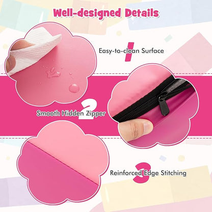 HONEY JOY 5-Piece Climb and Crawl Playset, Soft Climbing Foam Block Activity Play Structure Gym Equipment for Infant Baby, Color Coordination, Waterproof Indoor Climbing Toys for Toddlers (Pink)