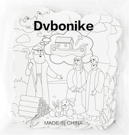 Dvbonike 24Pcs Sunday School Craft for Kids Color Your Own Noah Ark Card 4 Styles Religious Christian Coloring Cards with Biblical Scene Animal Drawing Party Gift VBS Home Classroom Decor Supplies