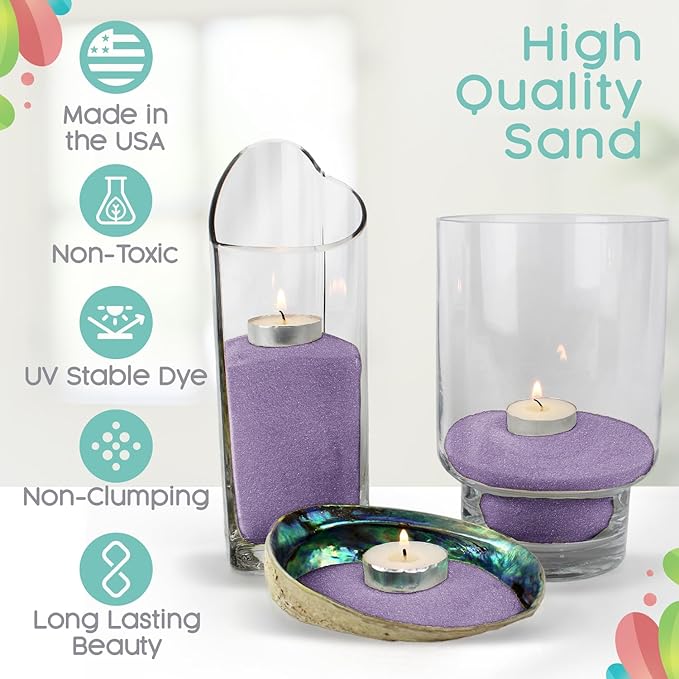 Sandsational Sparkle Wisteria Purple Unity Sand, 1 LB (16 oz), Colored Sand for Weddings, Vase Filler, Home Décor, Craft Sand, Aquarium Sand, and More