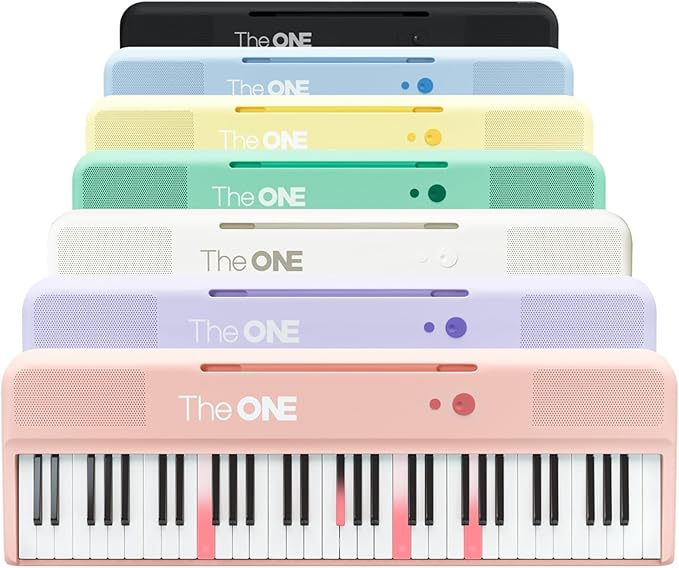 The ONE Smart Keyboard COLOR 61 Lighted Keys Piano Keyboard, Digital Piano for Beginners with 256 Tones, 64 Polyphony, Built-in LED Lights and Free Apps (Pink)