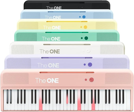The ONE Smart Keyboard COLOR 61 Lighted Keys Piano Keyboard, Digital Piano for Beginners with 256 Tones, 64 Polyphony, Built-in LED Lights and Free Apps (Pink)