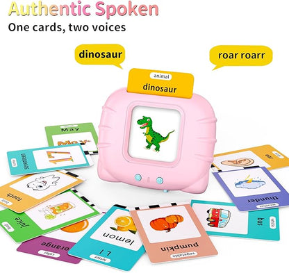 Learning-Toys, ABC Talking-Flash-Cards 252 Sight Words, Preschool Montessori-Toys for Kids, Educational Toddler-Toys for 2 3 4 5 6 Years Girls, Birthday Gifts, Pink