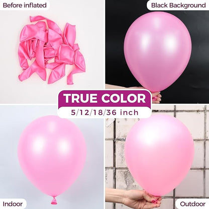 Bezente Pearl Pink Balloons Latex Party Balloons - 100 Pack 12 inch Round Helium Light Pastel Baby Pink Balloons for Girl Princess Gender Reveal Birthday Wedding Anniversary Party Decorations