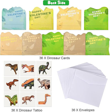Giiffu 36 Dinosaur Valentines Day Cards for Kids, Dinosaur Valentines Cards with Envelopes for Valentine Classroom Gifts, Kids Valentine Exchange Cards, Kids Valentine Party Favors