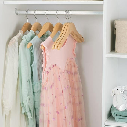 Nature Smile Juniors Preteen Older Children Wooden Coat Hangers 14 Inches Wood Dress Shirt Jacket Hangers with Anti-Rust Hook (20 Pack Natural)