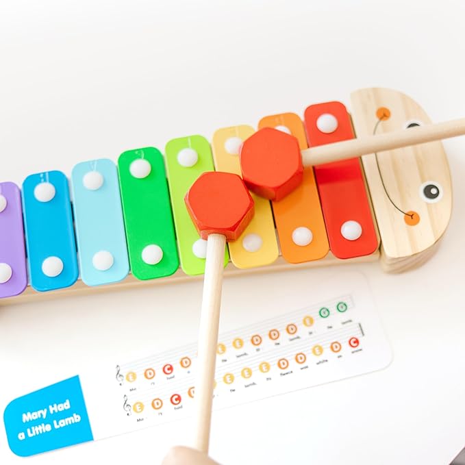 Melissa & Doug Caterpillar Xylophone Musical Toy With Wooden Mallets 15.25" x 6.5" x 1.5 - For Toddlers,Ages 3+,Blue