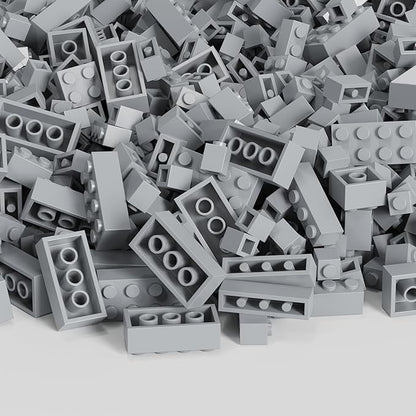 300 Pcs Classic Building Bricks, Light Gray Bulk Bricks,Compatible with Major Brands Parts and Pieces, Creative Building Block Toys for Boys Girls Ages 6 7 8 9 10 Year Old