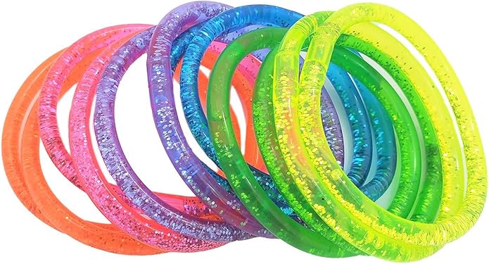 6" Liquid Super Glitter Colorful Bracelet Bright Neon Colors. Cool Bracelets for Party Favor, Stocking Stuffers, Birthday Parties, Fundraisers, or Prizes! …