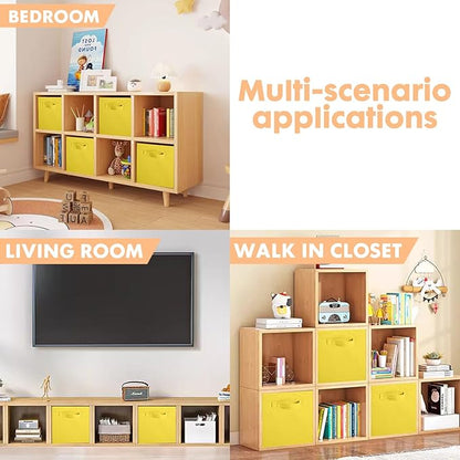 ShellKingdom Storage Bins, Foldable Fabric Storage Cubes and Cloth Storage Organizer Drawer for Closet and Toys Storage, 2 Pack (Yellow)