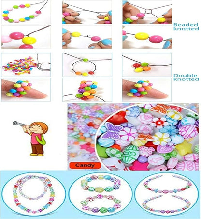 Beads Art Crafts Toys, Acrylic Beads Bracelet Making Kits DIY Beads Kits 24 Different Types and Shapes Colorful Acrylic Beads for Girls Kids DIY Bead Set Gift for 6 + Years Old Kids Birthday Gift