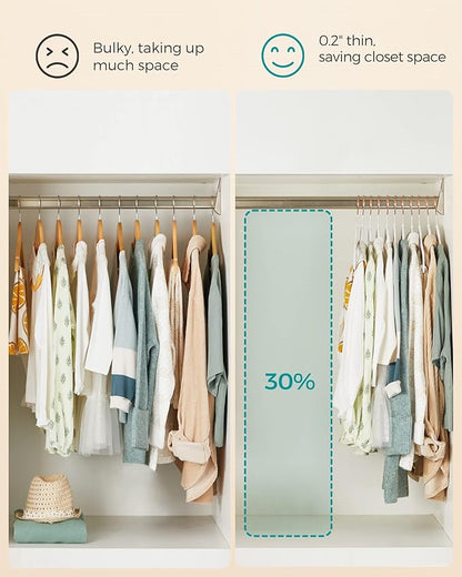 SONGMICS Baby Hangers 50 Pack, Kids Hangers for Closet, 11.8 x 8.1 Inches, Rose Gold 360° Swivel Hooks, Space-Saving Clothes Hangers, Velvet Hangers for Nursery, Non-Slip, Cloud White UCRF027W01