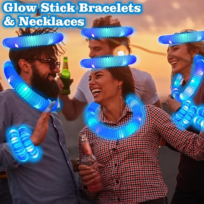 12 PCS Blue Glow Sticks for Kids,Light Up Pop Tubes Valentines Day Party Favors for Toddlers,Goodie Bag Stuffer Fillers,Birthday Mardi Gras Party Gifts Non Candy Treats Prizes Toy for Boy Girl