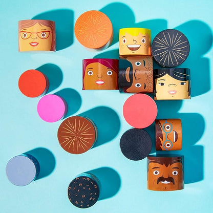 32-Piece Multiracial Magnetic Family Play Set – Wooden Diversity Building Blocks for Kids – SEL Toy Promoting Inclusion & Creative Learning