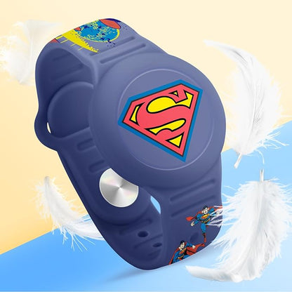 for Airtag Bracelet for Kids, Cute Cartoon Waterproof Air Tag Holder for Toddlers Wristband with Hidden Design, Soft Silicone Airtag Case for Child, Deep Blue