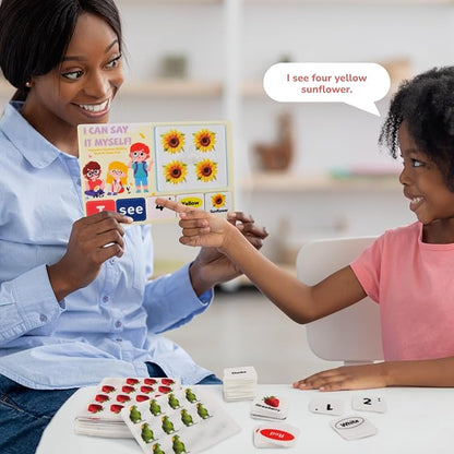 CHEFAN Felt Sentence Building Set for Kids, Sight Word Games, Speech Therapy Toys Special Education Classroom Must Have, Learn Colors, Counting and Words for Kindergarten and Homeschool -115 PCS