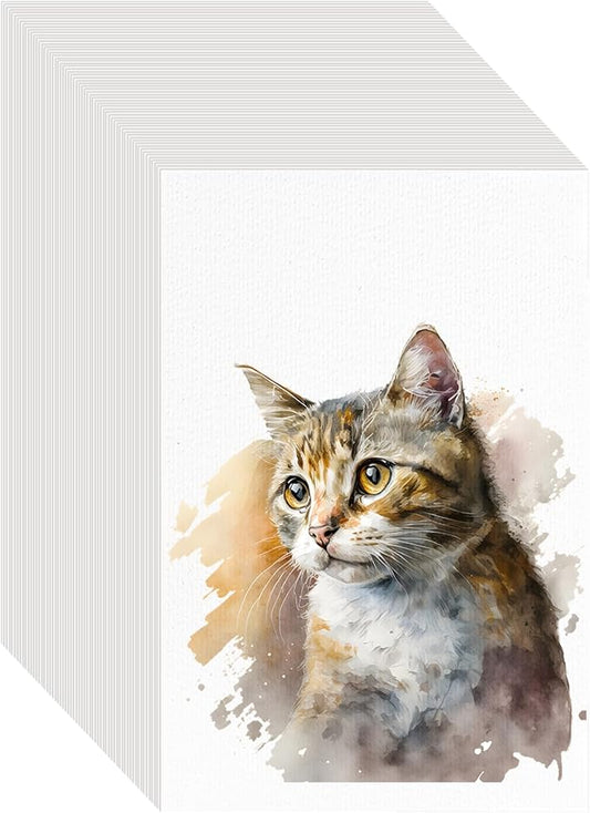 100PCS 4x6 Watercolor Paper Bulk, 140lb/300g Cold Press Thick Water Color Paper Pad for Kid Child Adult, White Art Paper for Drawing Painting Markers Gouache, Textured Cotton Paper Sheets