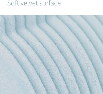 ManGotree Velvet Baby Clothes Hangers, Baby Toddler Kids Hangers with Swivel Hook, Notched Shoulder Design for Kids and Children Clothes (30 Pack, Blue)