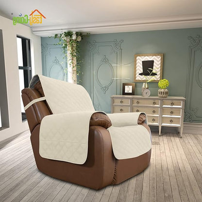 Easy-Going Sofa Slipcover Waterproof Oversized Recliner Chair Cover Non-Slip Fabric Couch Cover for Living Room Washable Furniture Protector for Pets Kids Children Dog Cat (Oversized Recliner, Ivory)