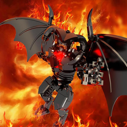 Figure Balrogs Monster Building Block Set Balroged of Moria Bricks Demons Model Toys Gifts，Building Blocks Set, Bat Robot Figure with Wings and Lava Accessories