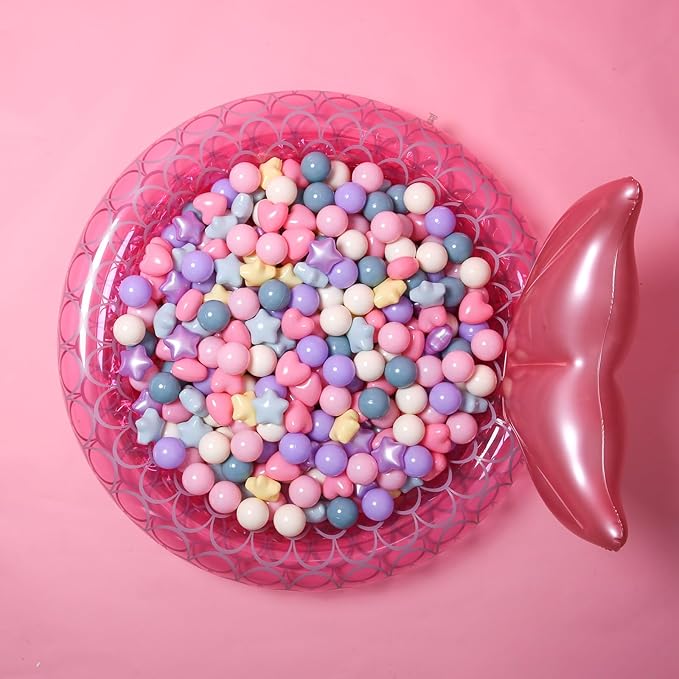 GOGOSO Shape Ball Pits Balls, Star Heart Plastic Play Balls for Toddlers Kids Children, DIY Giant Friendship Bracelet Banner