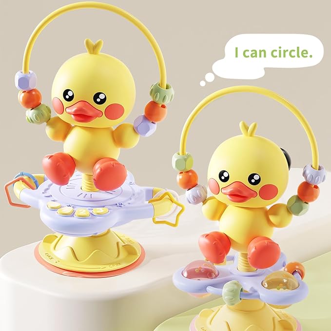 Baby Musical Toy, Duck Suction Cup High Chair Table Soother, Grip and Spin Toy, Interactive Development, Suitable for 10-36 Months, Baby Gift, Excellent Birthday Present Choice