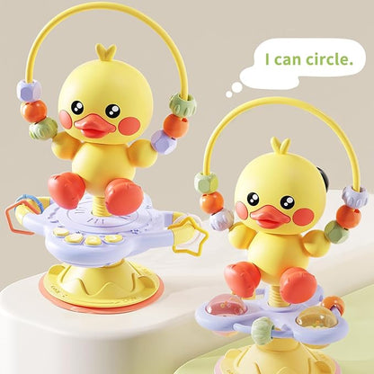 Baby Musical Toy, Duck Suction Cup High Chair Table Soother, Grip and Spin Toy, Interactive Development, Suitable for 10-36 Months, Baby Gift, Excellent Birthday Present Choice